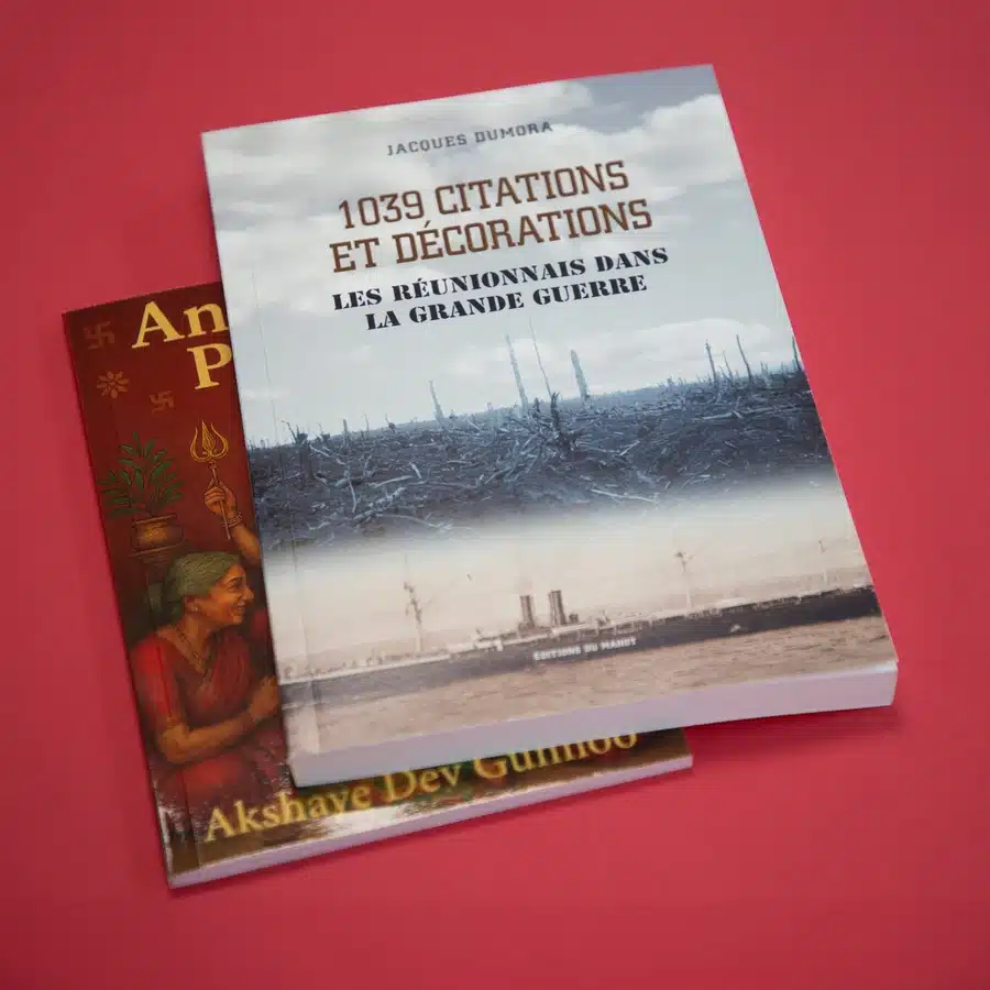 Stack of historical books on red background.